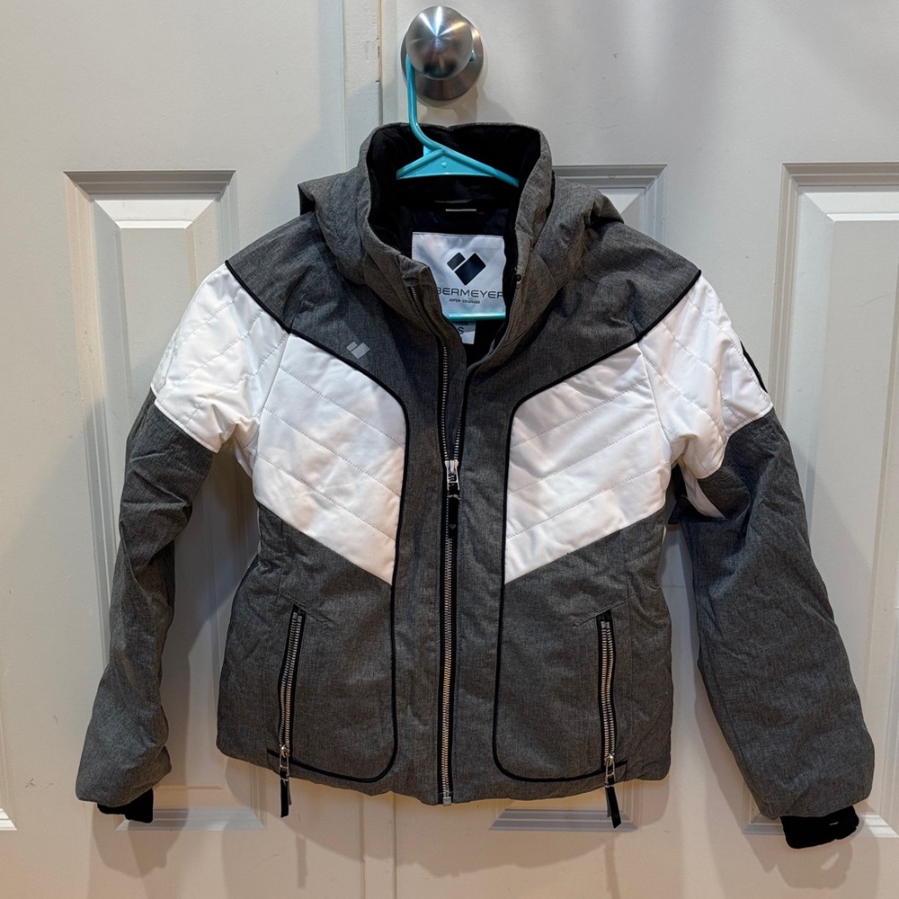 Obermeyer Kids Charcoal and White Puffer Jacket TEEN S (8)
